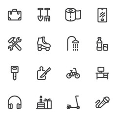 Lifestyle and entertainment line icons set