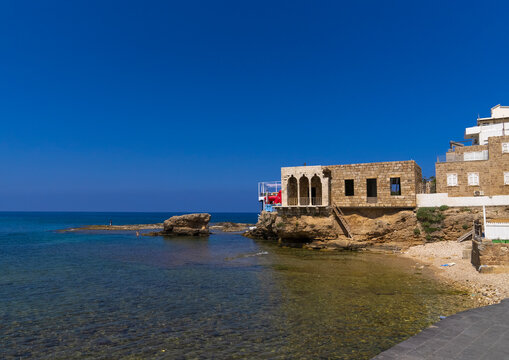 Old traditional lebanese house on the seashore, North Governorate, Batroun, Lebanon