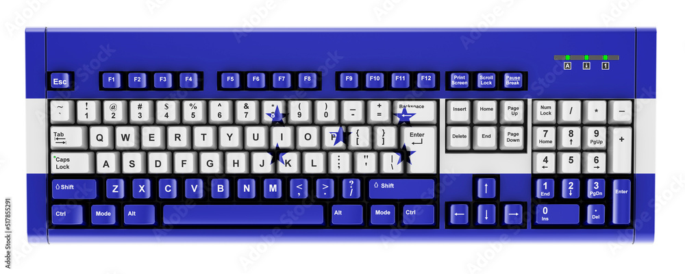 Aufkleber honduranian flag painted on computer keyboard. 3d rendering