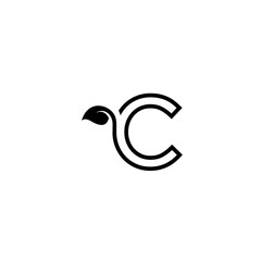 Letter C with leaf vector images