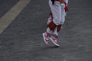 Fototapeta na wymiar Traditional Basque dance in a folk festival