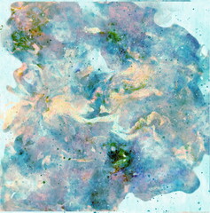 Abstract background, digital illustration in watercolor style in blue and turquoise colors