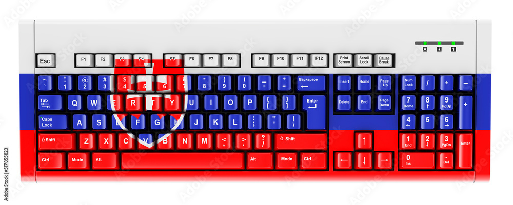 Aufkleber slovak flag painted on computer keyboard. 3d rendering
