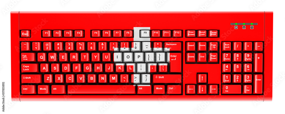 Poster swiss flag painted on computer keyboard. 3d rendering