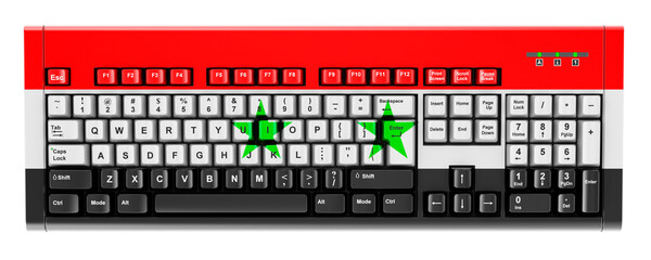 Syrian flag painted on computer keyboard. 3D rendering