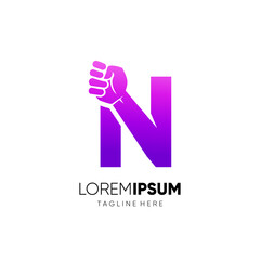 Letter N Punch Logo Design Vector Icon Graphic Emblem Illustration
