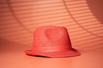 Hat on a pink background. - Summer concept