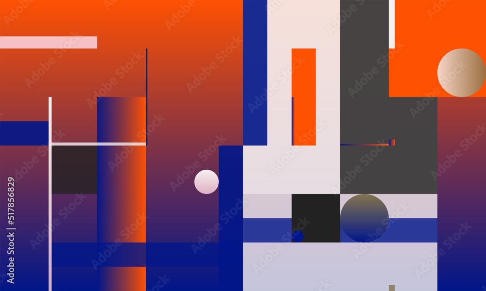 Poster futuristic abstract geometric vector graphics background made with color gradient and minimalist geo