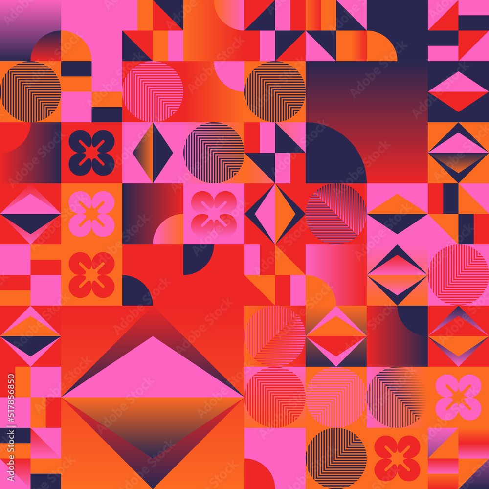 Poster pop art aesthetics abstract vector pattern with weird geometric shapes and bizarre artistic forms