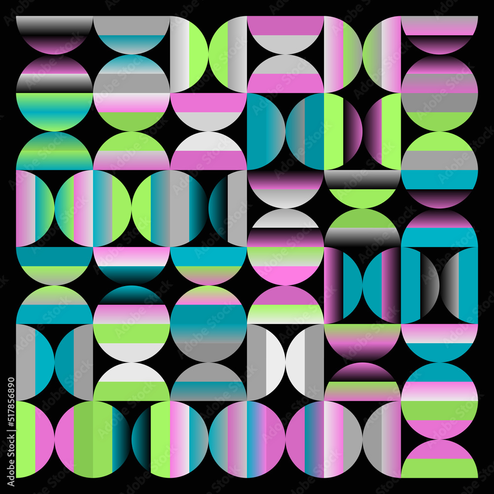 Poster brutalist art inspired vector pattern graphics made with bold abstract geometric shapes