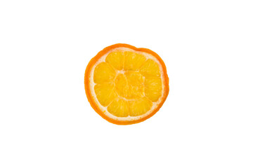 close-up, a piece of chopped dried orange, on a white background