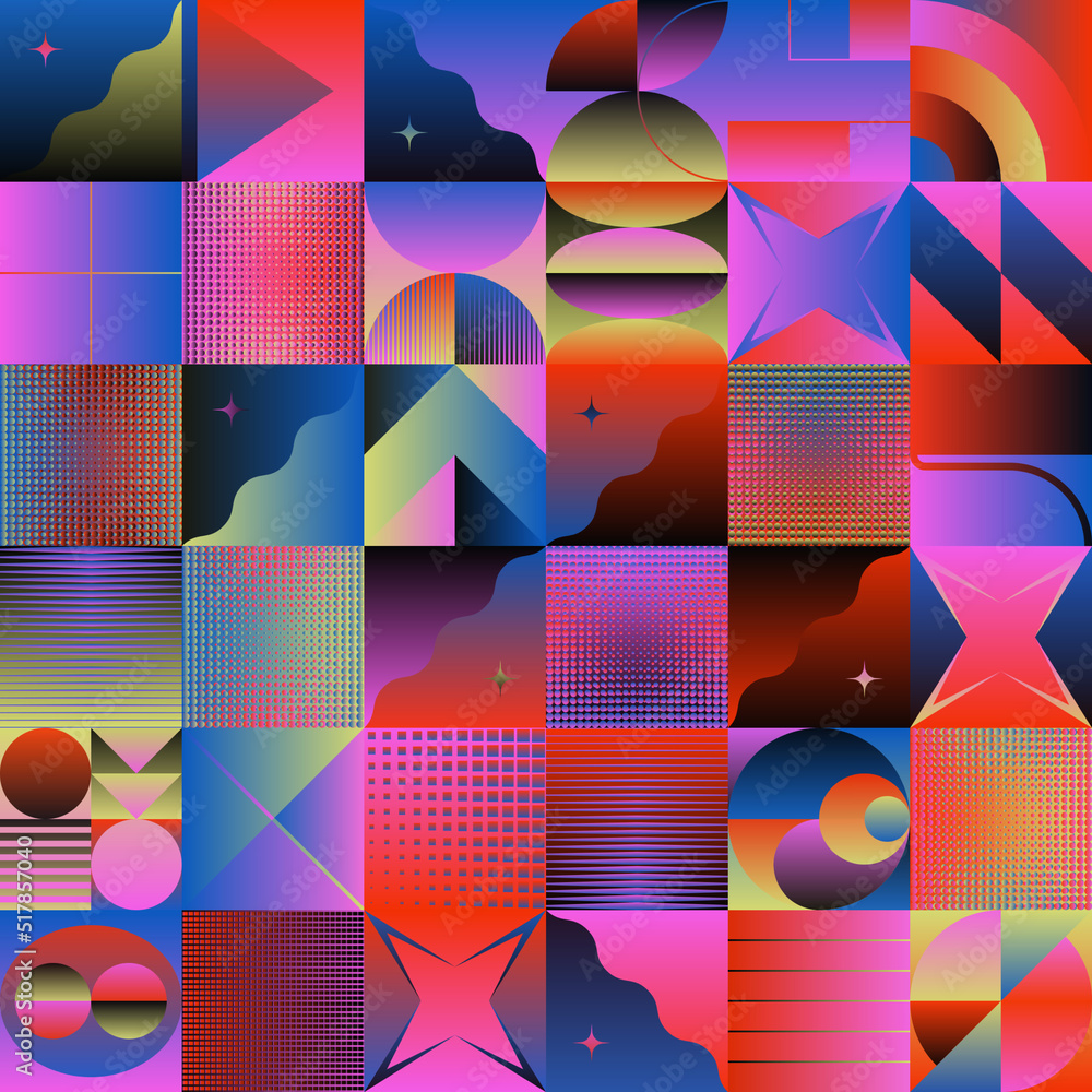 Poster pop art aesthetics abstract vector pattern with weird geometric shapes and bizarre artistic forms