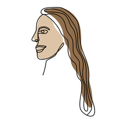 continuous one line hand drawing of woman face line art feminine