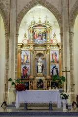 Fototapeta na wymiar retablo central, museo de la iglesia de Santa Maria de Andratx, fundada en 1248, Andratx, Mallorca, balearic islands, Spain