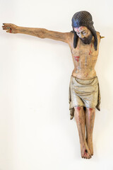 Sant Crist del Cor, talla de madera dorada y policromada, anonimo, siglo XI,museo parroquial, iglesia de  Santa Maria la Major, Inca, Mallorca, balearic islands, Spain