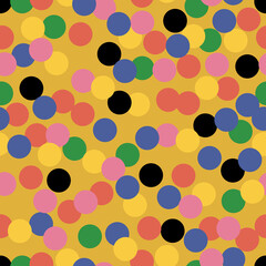 Abstract seamless pattern with vintage colorful circles. Round corner geometric shapes.
