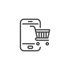 Mobile shopping line icon