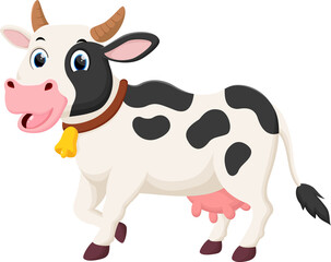 Cartoon happy cow isolated on white background