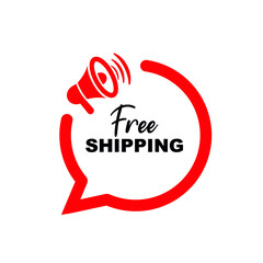 free shipping sign on white background