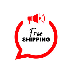 free shipping sign on white background