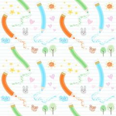 Seamless pattern pastel pencil drawing.