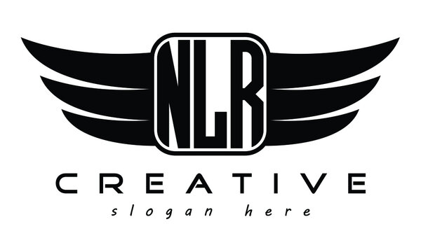 NLR three Letter Wings minimalist creative concept flag Flying abstract Initial wing symbol icon professional logo design, Vector template
