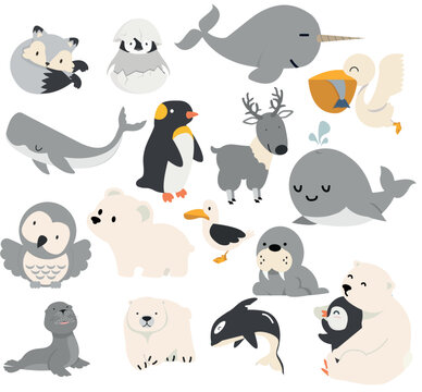 Cartoon  Artic North Animals Collection