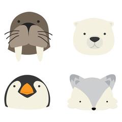 Head animals Cartoon characters Arctic set