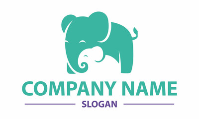 Green Negative Elephant Logo Design Concept