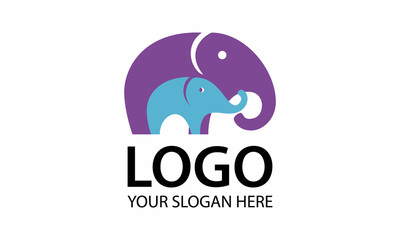 Mom and Son Elephant Logo Design Concept