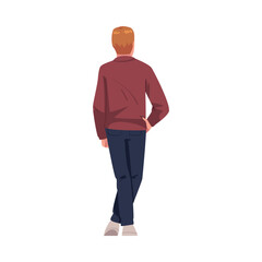 Man Character Standing with Crossed Legs and Hand on Hip Back View Vector Illustration