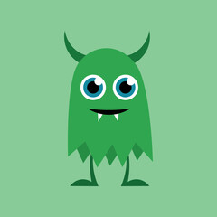 green monster with horns and fangs