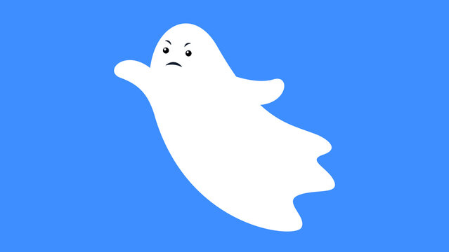 evil white ghost on a blue background