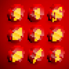 Set line Camera shutter, Action extreme camera, focus frame line, Photo, Retro cinema, and retouching icon. Vector