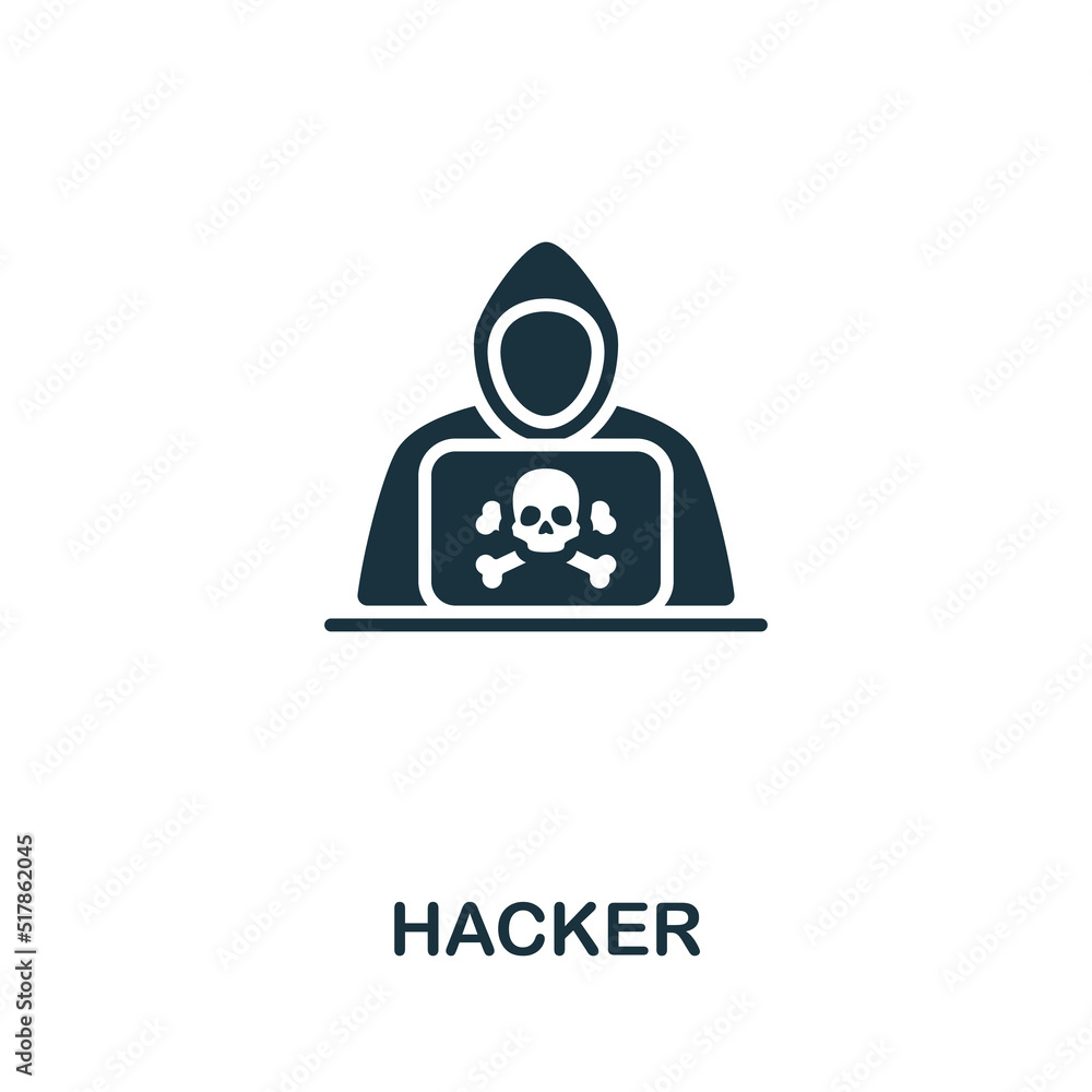 Poster hacker icon. monochrome simple line cybercrime icon for templates, web design and infographics