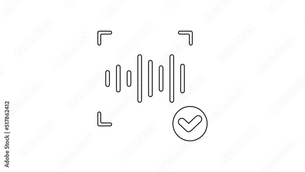 Aufkleber black line voice recognition icon isolated on white background. voice biometric access authenticatio