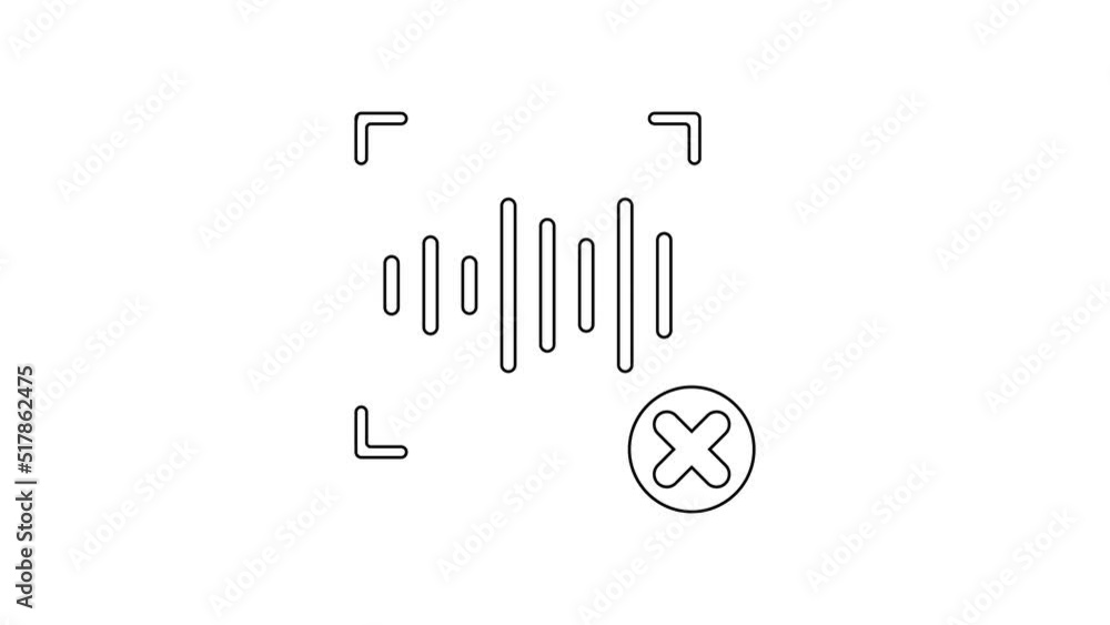 Poster black line rejection voice recognition icon isolated on white background. voice biometric access aut