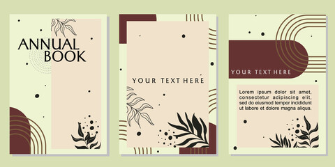 set of annual book cover templates. natural theme abstract background. aesthetic design