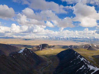 Top view of the Tien Shan mountains in Kyrgyzstan