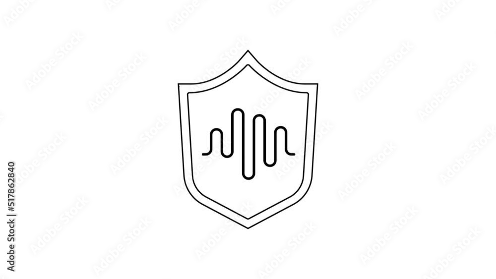 Aufkleber black line shield voice recognition icon isolated on white background. voice biometric access authen