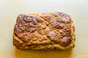Food supply crisis. Problems with the supply of wheat and flour. Global food crisis.Indoors shot.Bread on the table.