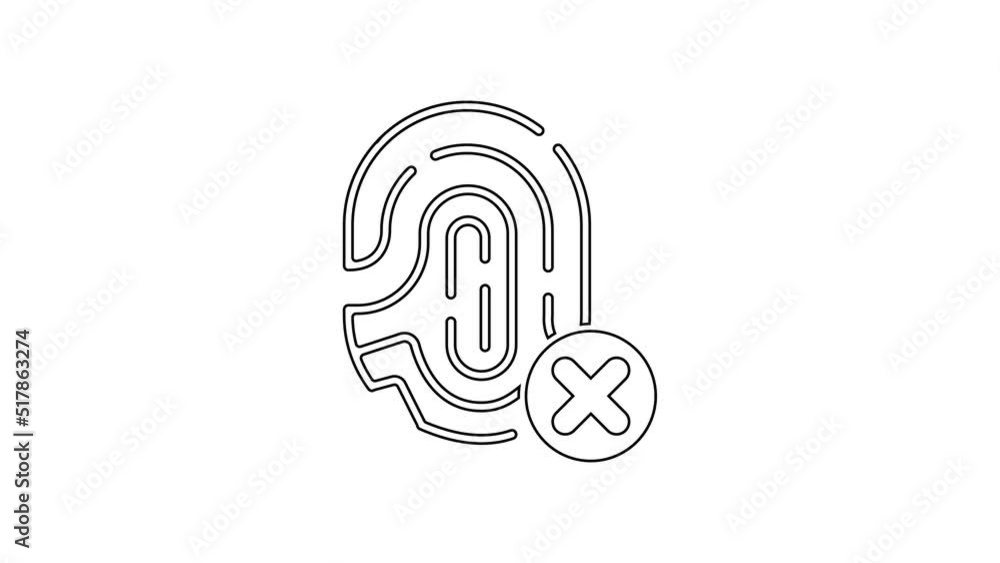 Aufkleber black line rejection fingerprint icon isolated on white background. access denied for user concept. 