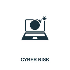 Cyber Risk icon. Monochrome simple Cybercrime icon for templates, web design and infographics