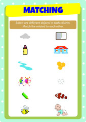 This worksheet is about matching pictures that are related to each other.