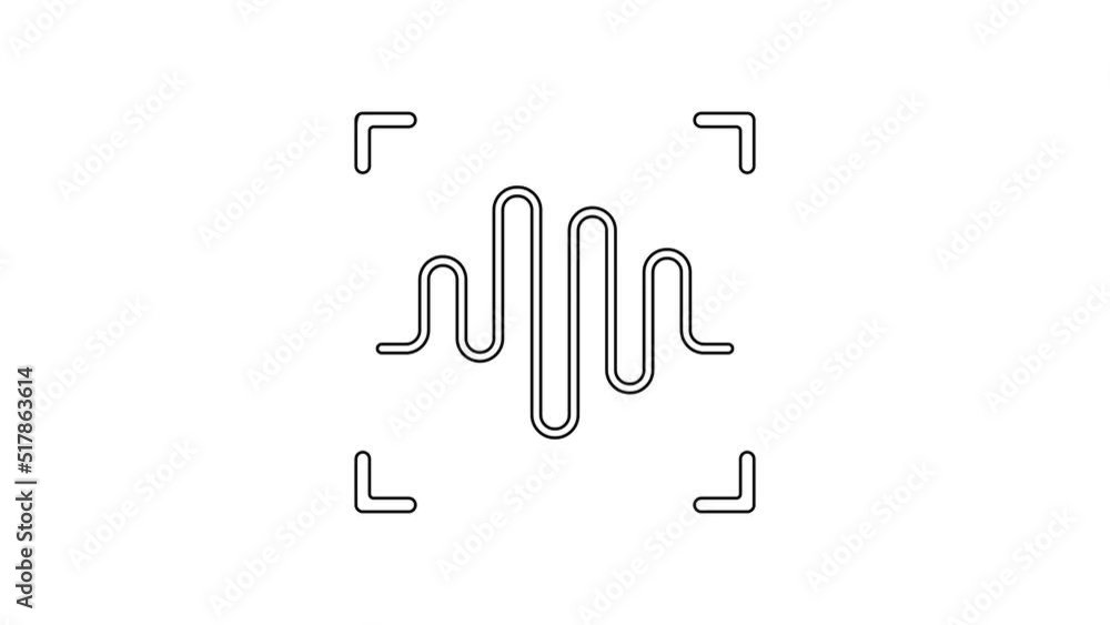 Aufkleber black line voice recognition icon isolated on white background. voice biometric access authenticatio