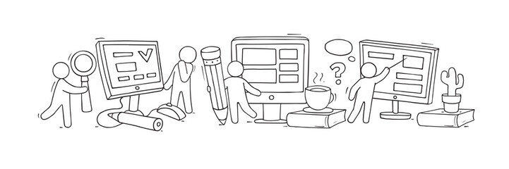 Computer class with studing little people.