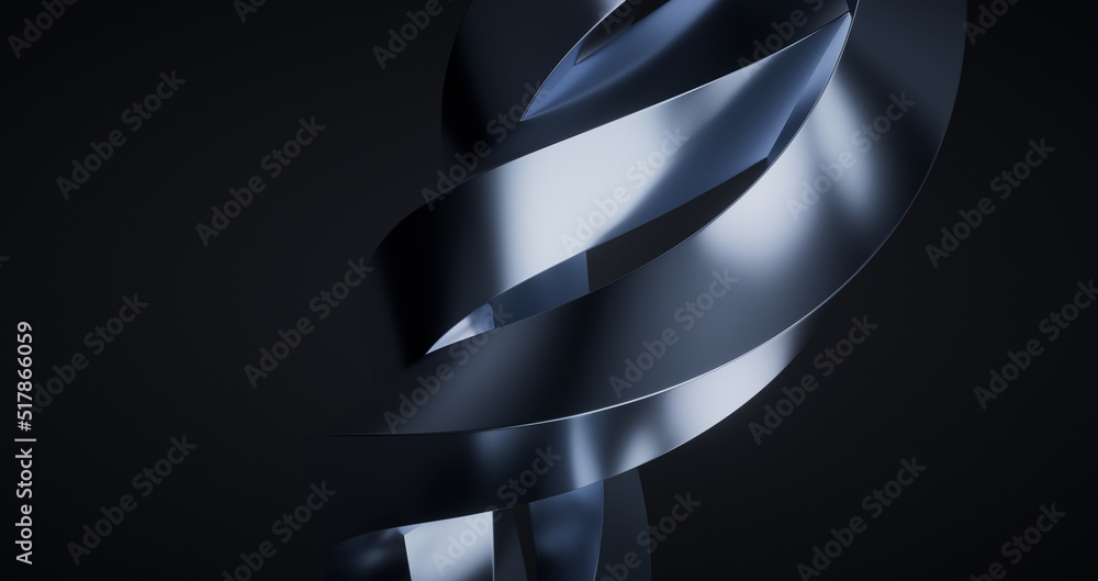 Poster metallic curve geometry background, 3d rendering.