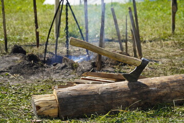 Ulyanovsk, Russia - July 16, 2022: historical Festival (The Great Volga Way). Historical reconstruction. Middle Ages.