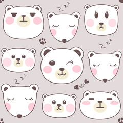 Obraz premium Seamless pattern many face of polar bear.
