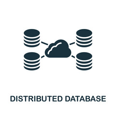 Distributed Database icon. Monochrome simple line Data Science icon for templates, web design and infographics